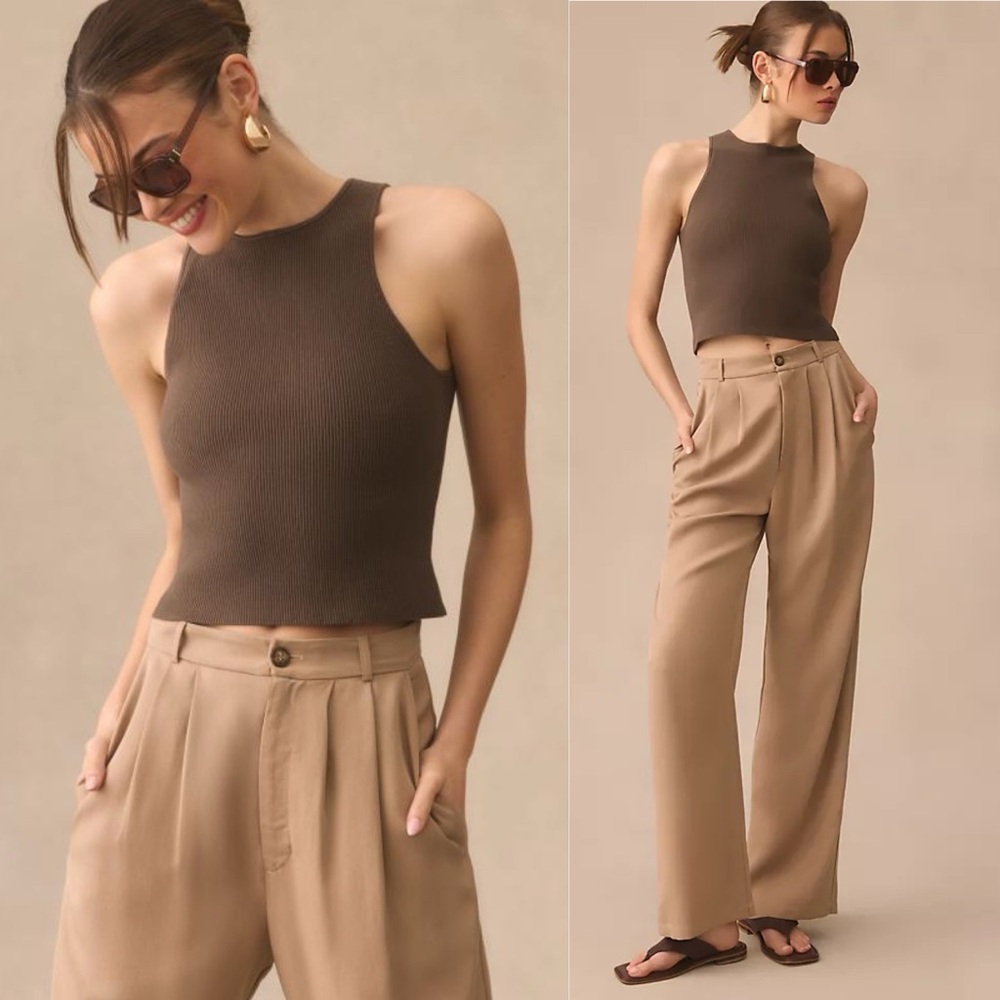 Reformation Hudson Ribbed Sweater Tank in Putty
